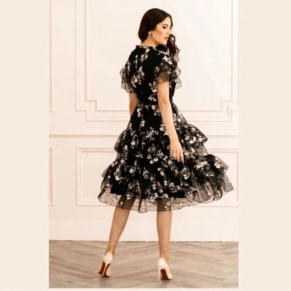 Rachel Parcell Embroidered Tiered Mesh Dress NEW Size Medium Floral